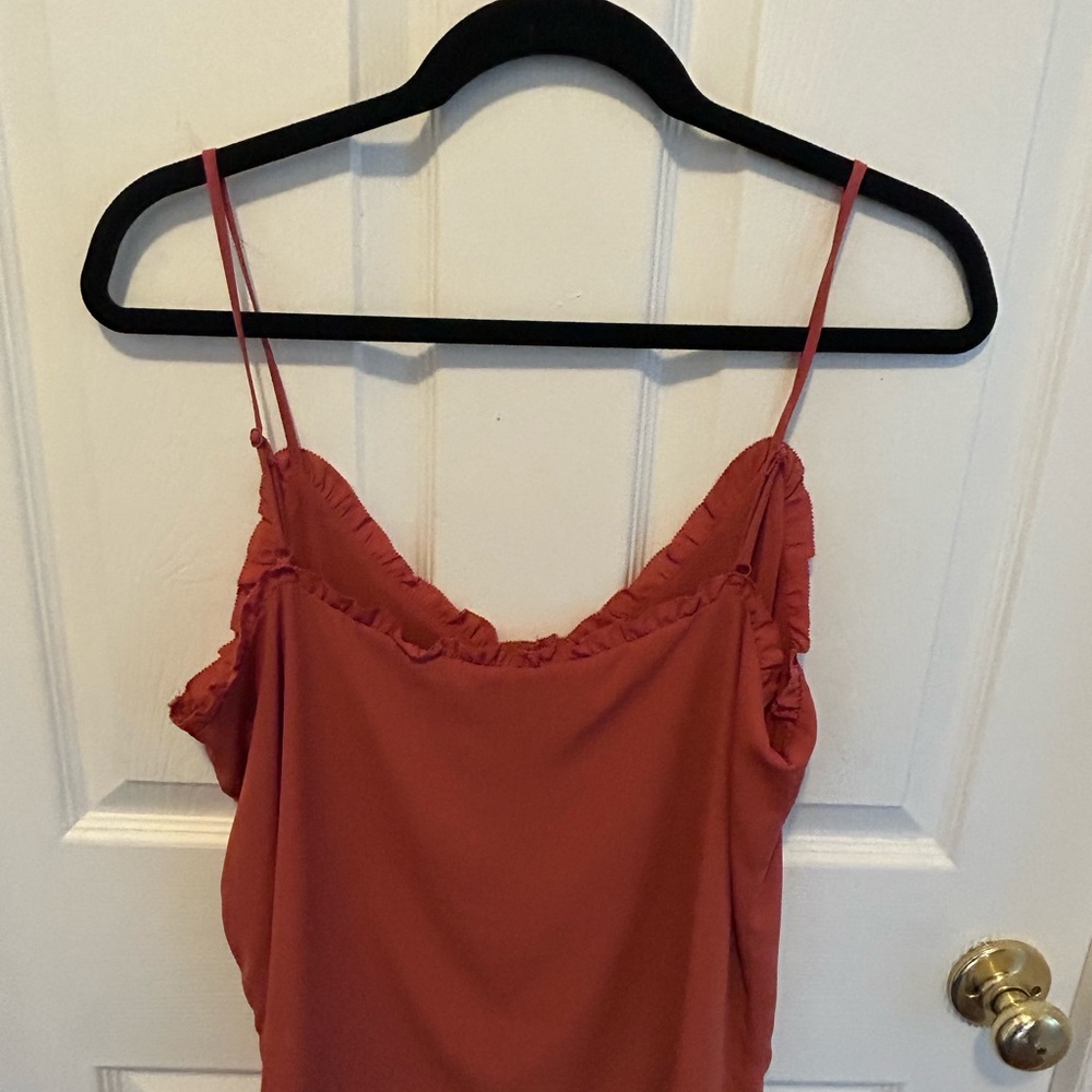 Loft Ruffled Spaghetti Strap Top - Rust - Picture 2 of 4